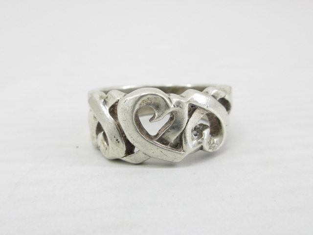 d80595-ap [送料280円]中古▼TIFFANY&Co. ティファニー SILVER 925 シルバー トリプルラビングハート リング 指輪 10号 [171-251108]_画像2