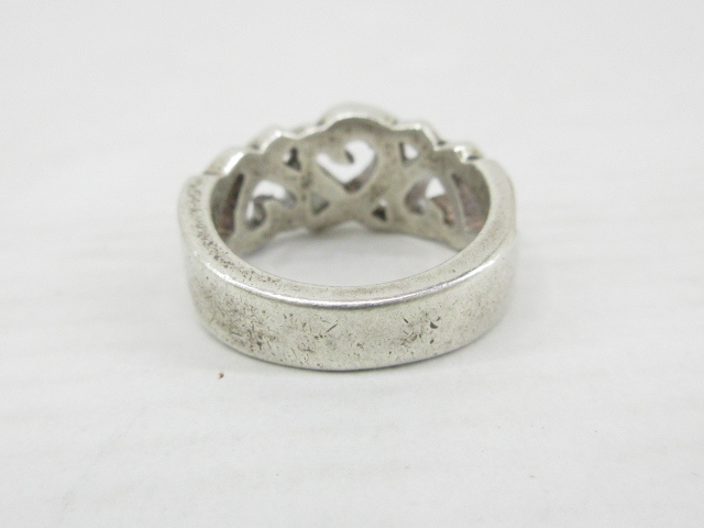 d80595-ap [送料280円]中古▼TIFFANY&Co. ティファニー SILVER 925 シルバー トリプルラビングハート リング 指輪 10号 [171-251108]_画像3