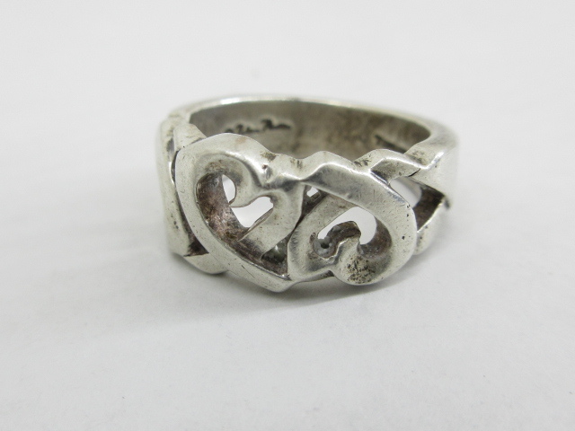 d80595-ap [送料280円]中古▼TIFFANY&Co. ティファニー SILVER 925 シルバー トリプルラビングハート リング 指輪 10号 [171-251108]_画像8