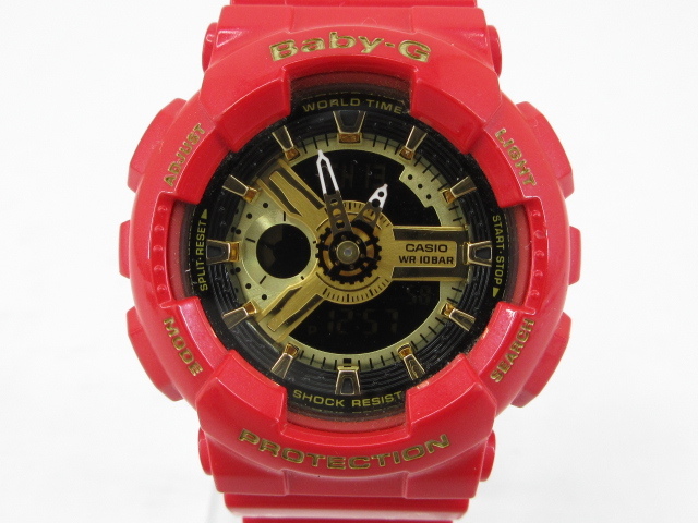 k71010-ap [送料650円]中古▼BABY-G ベビーG DIGITAL-ANALOG BA-110VLA-4AJR デジアナ クォーツ レッド 腕時計 [154-251115]_画像1