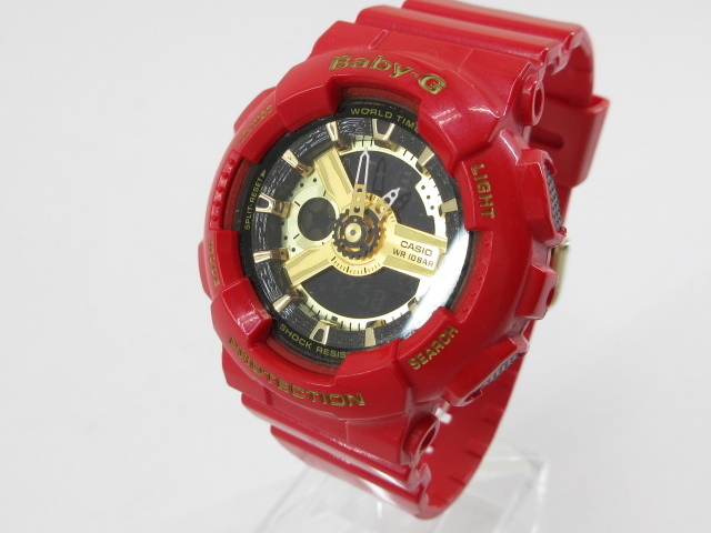 k71010-ap [送料650円]中古▼BABY-G ベビーG DIGITAL-ANALOG BA-110VLA-4AJR デジアナ クォーツ レッド 腕時計 [154-251115]_画像4