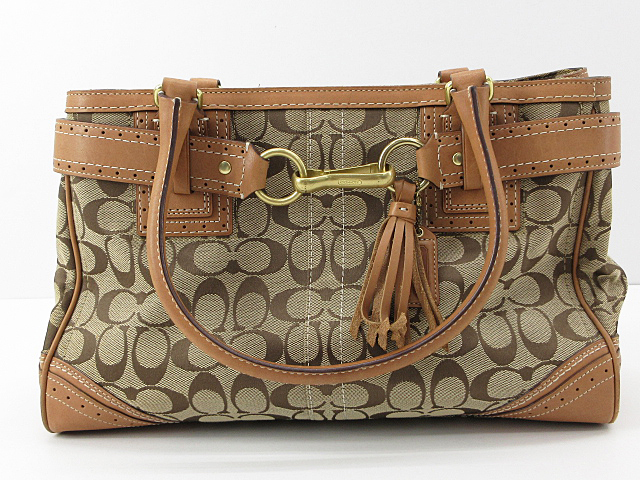 n51311-ap 中古▼COACH コーチ 10508 シグネチャー トートバッグ キャンバス×レザー レディース [169-251121]_画像1