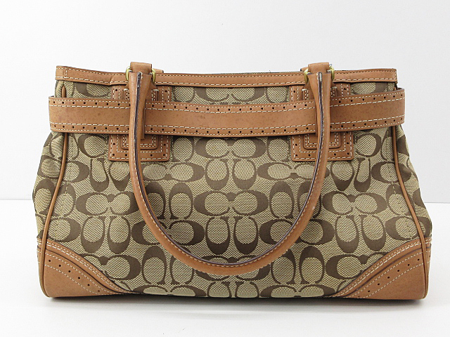 n51311-ap 中古▼COACH コーチ 10508 シグネチャー トートバッグ キャンバス×レザー レディース [169-251121]_画像2