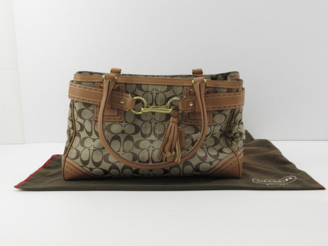 n51311-ap 中古▼COACH コーチ 10508 シグネチャー トートバッグ キャンバス×レザー レディース [169-251121]_画像10