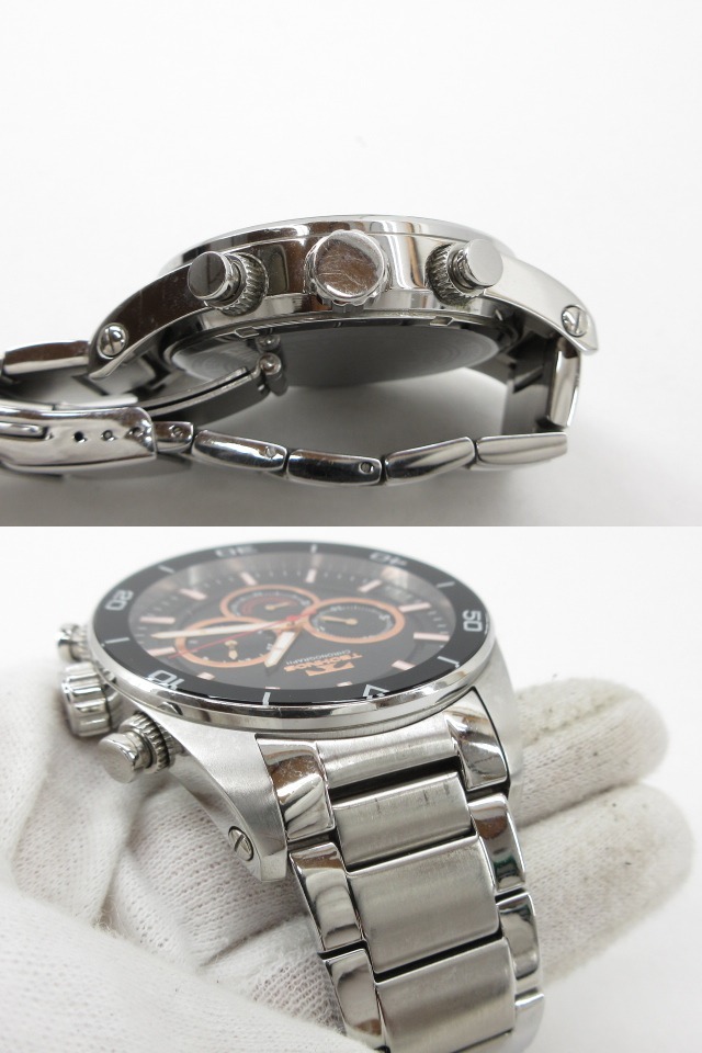 s61070-ap [送料950円]ジャンク▼TECHNOS テクノス T6A44 クォーツ クロノグラフ アナログ メンズ 腕時計 シルバー [155-251121]_画像7