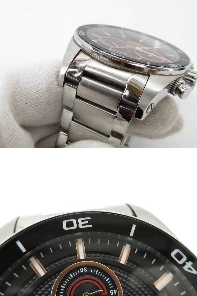 s61070-ap [送料950円]ジャンク▼TECHNOS テクノス T6A44 クォーツ クロノグラフ アナログ メンズ 腕時計 シルバー [155-251121]_画像8