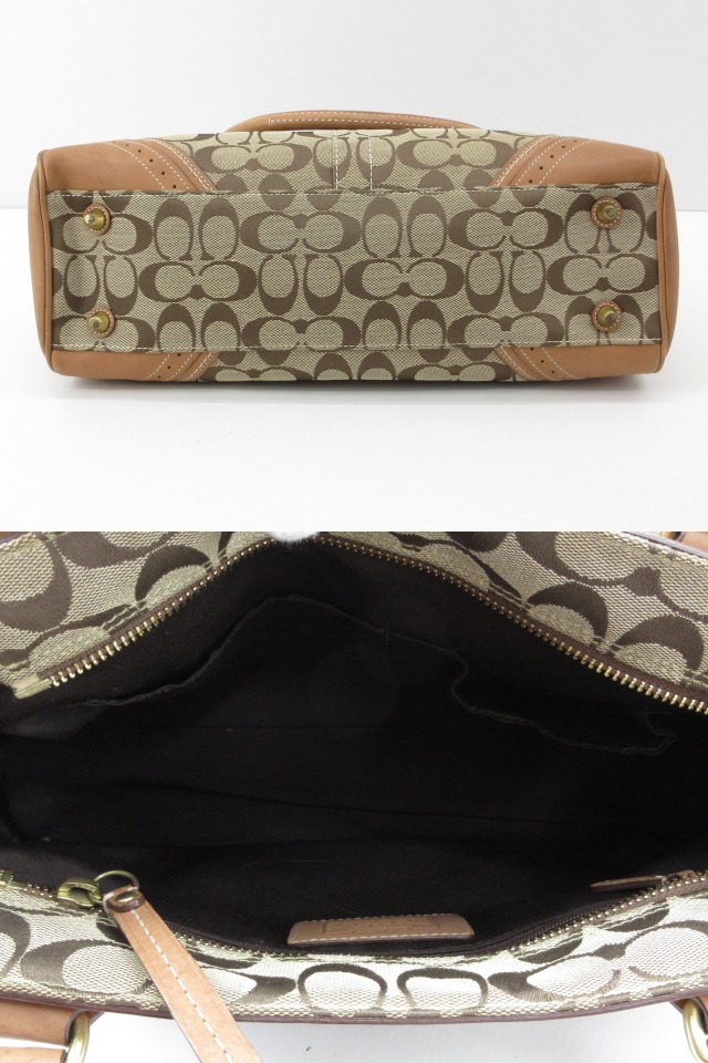 n51311-ap 中古▼COACH コーチ 10508 シグネチャー トートバッグ キャンバス×レザー レディース [169-251121]_画像4