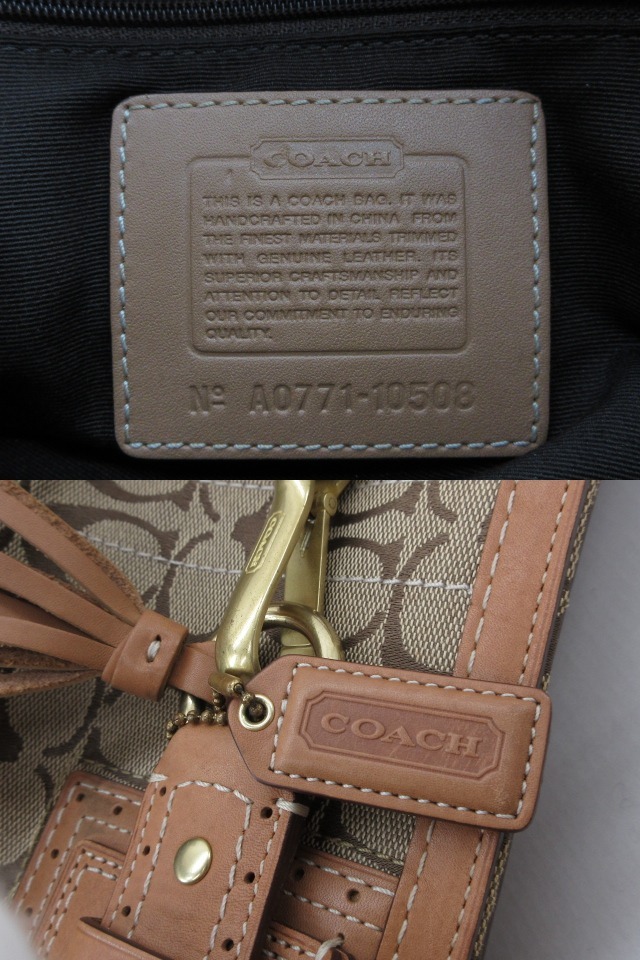 n51311-ap 中古▼COACH コーチ 10508 シグネチャー トートバッグ キャンバス×レザー レディース [169-251121]_画像5