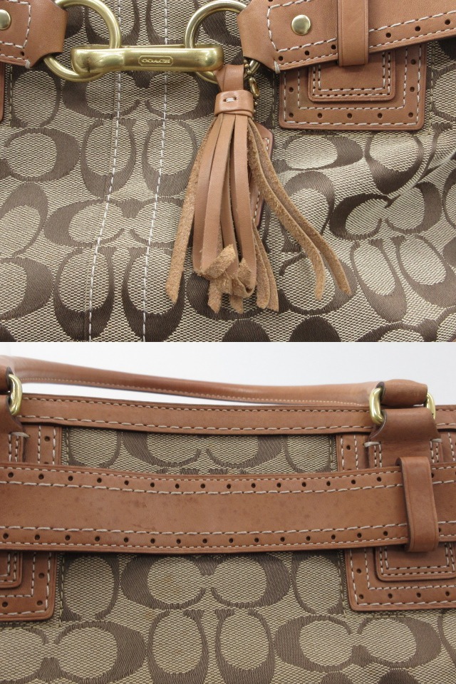 n51311-ap 中古▼COACH コーチ 10508 シグネチャー トートバッグ キャンバス×レザー レディース [169-251121]_画像7