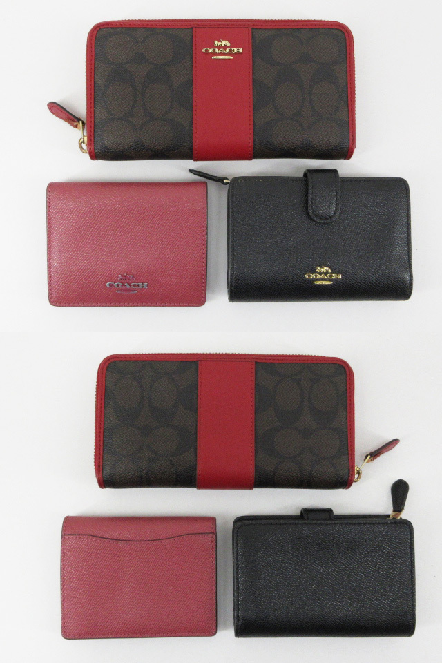 s61074-ap [送料950円]ジャンク▼COACH コーチ 長財布 ロングウォレット 折り財布 ショートウォレット シグネチャー 無地 6点[170-251121]_画像4