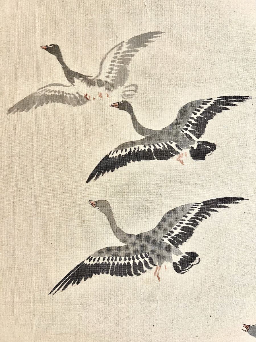 【真作】【S8】荒木十畝「群鴨図」絹本 肉筆 秋景 風景画 花鳥図 鳥獣 絵画 掛軸 明治-昭和時代の日本画家 長崎の人 師: 荒木寛畝_画像8