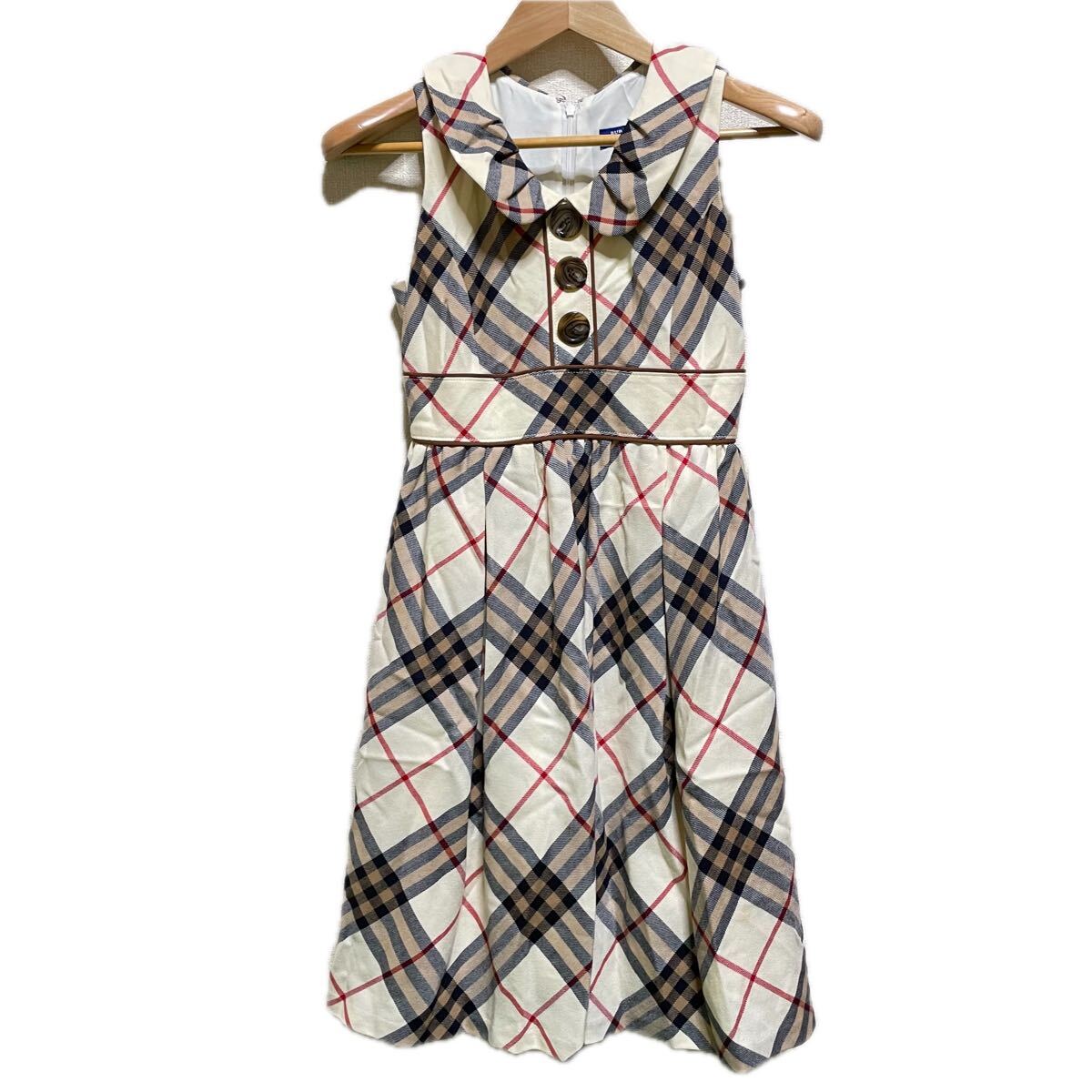 E28 Burberry BLUE LABEL バーバリー ブルーレーベル ワンピース ドレス アイボリー チェック レディース 冬服 秋冬 オシャレ ハイブランド_画像1