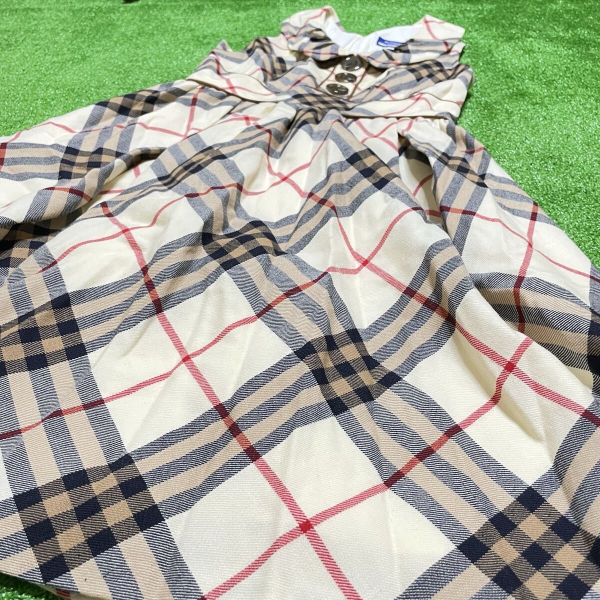 E28 Burberry BLUE LABEL バーバリー ブルーレーベル ワンピース ドレス アイボリー チェック レディース 冬服 秋冬 オシャレ ハイブランド_画像3