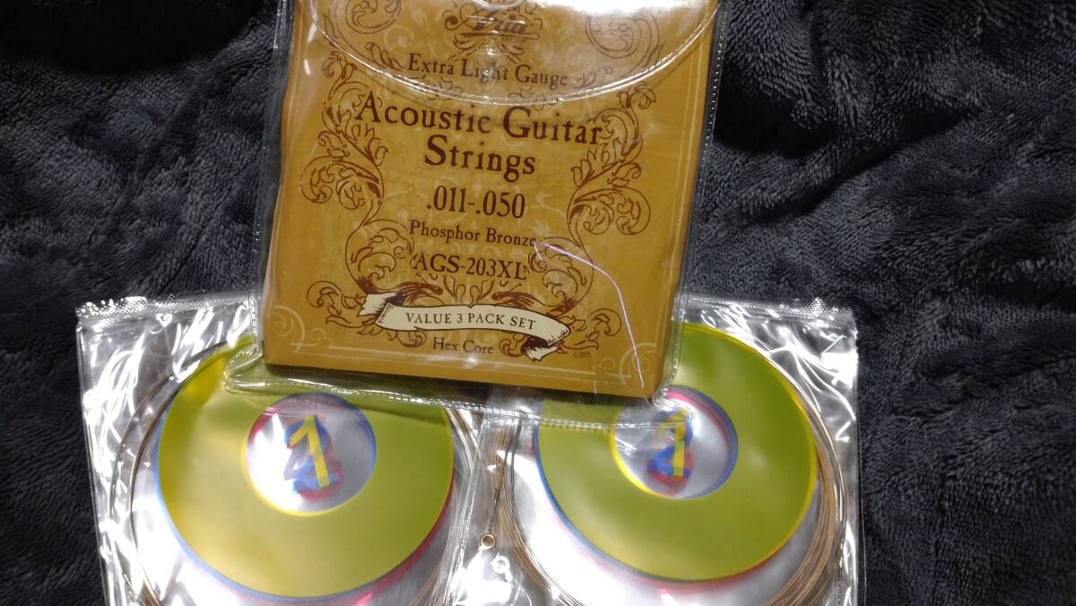 Aria アリア アコースティックギター 弦 AGS-203XL .011-.050 Extra Light エキストラライト 2セット_画像1