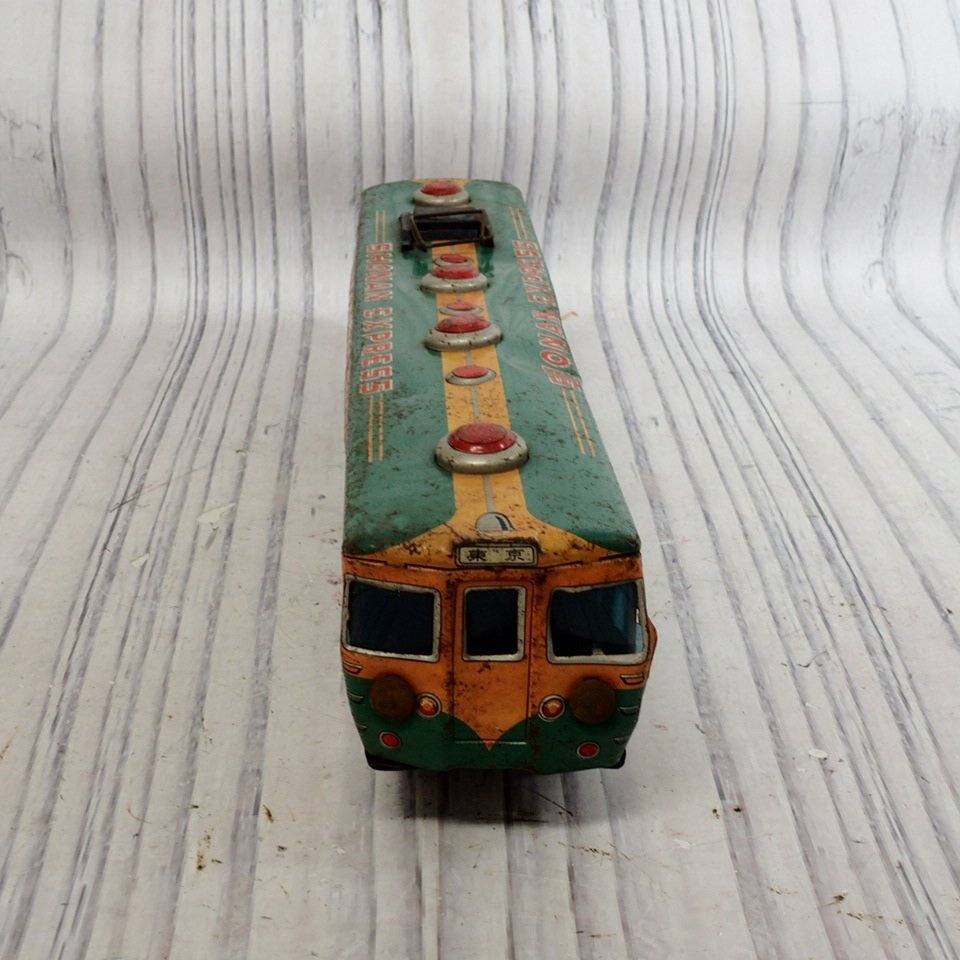 f002 A4 4. ブリキ 当時物 T.N 野村トーイ 玩具 おもちゃ 電車 SHONAN EXPRESS しょうなん 昭和レトロ 乗り物 鉄道 コレクション 現状_画像2