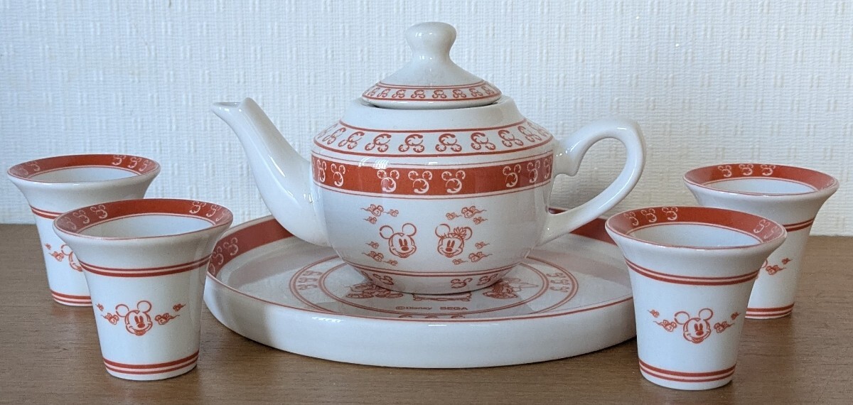 ディズニー ミッキー 聞茶セット 皿付きポット カップ4客_画像1
