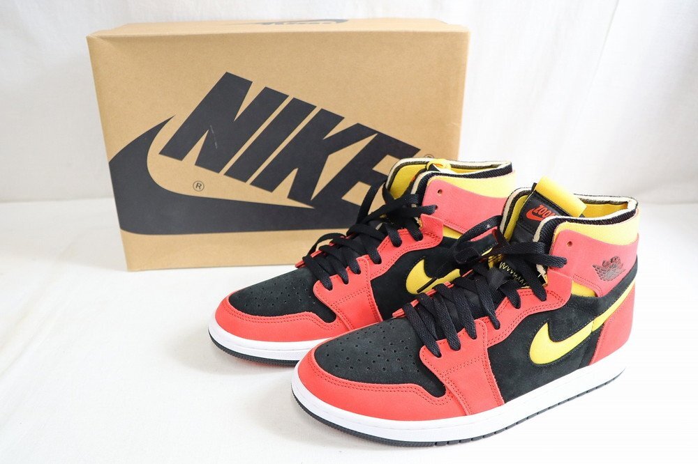 [8P4049]1 иен старт NIKE Nike воздушный Jordan 1 zoom воздушный комфорт спортивные туфли 27.5. красный × желтый с ящиком мужской текущее состояние товар 