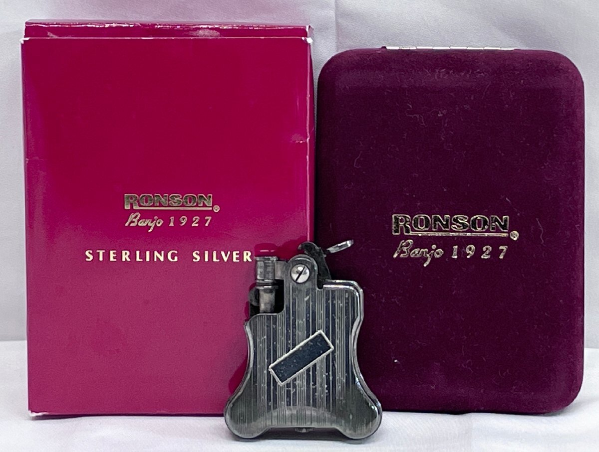 【6P4063】1円スタート RONSON Banjo 1927 ロンソン バンジョーオイルライター STERLING SILVER SV925 シルバー 喫煙具 煙草 純正品_画像1