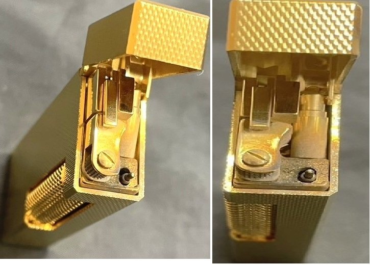 [5NH маленький 11001D]1 иен старт *dunhill* Dunhill * газовая зажигалка * Gold * надеты огонь не проверка * с коробкой * с руководством пользователя * текущее состояние товар * ролик тип * курение .