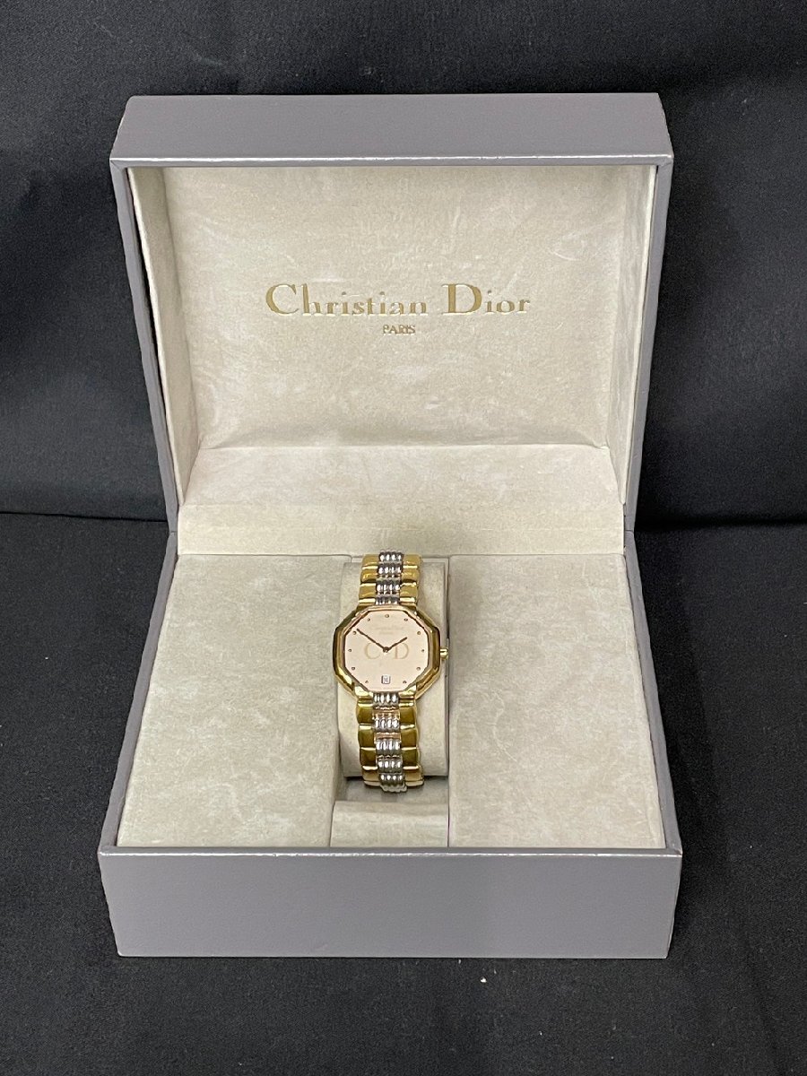 [6PW308]1 иен старт Christian Dior Christian Dior 48.133 наручные часы неподвижный товар ok tagon кварц Date с коробкой текущее состояние товар 