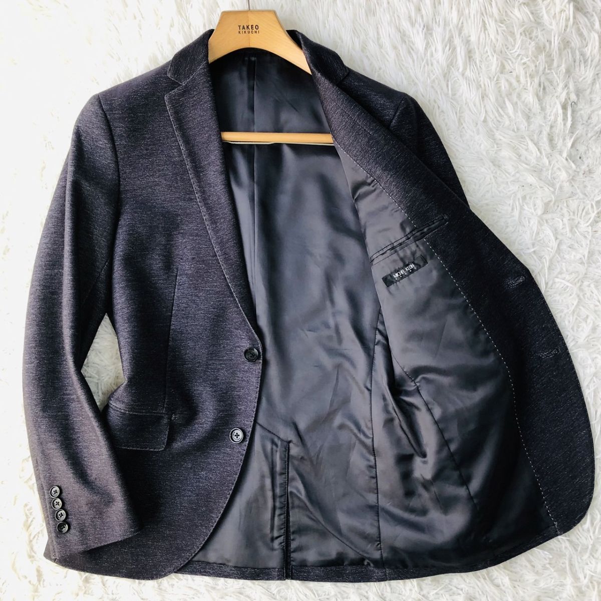 MICHEL KLEIN ミッシェルクラン テーラードジャケット ストレッチ 総裏 センターベント ネイビー サイズ46 M相当 ビジネスカジュアル 97_画像1