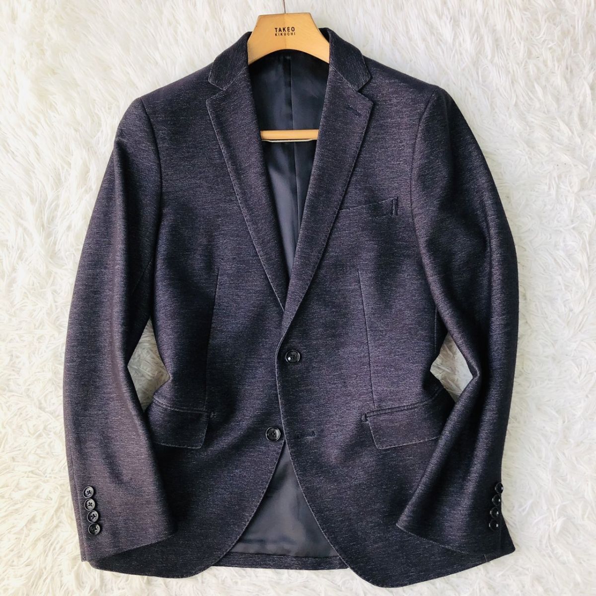 MICHEL KLEIN ミッシェルクラン テーラードジャケット ストレッチ 総裏 センターベント ネイビー サイズ46 M相当 ビジネスカジュアル 97_画像2