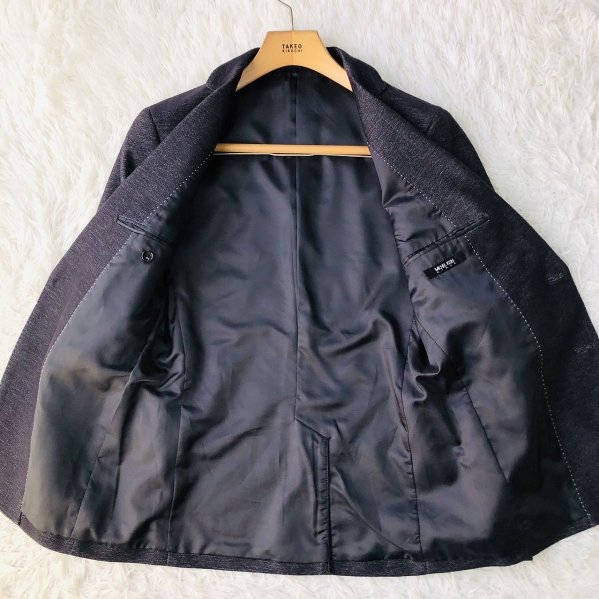 MICHEL KLEIN ミッシェルクラン テーラードジャケット ストレッチ 総裏 センターベント ネイビー サイズ46 M相当 ビジネスカジュアル 97_画像4