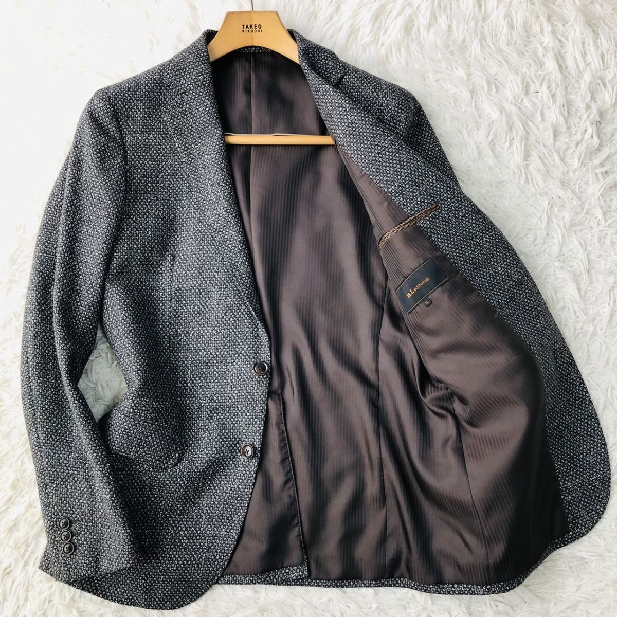 【高級生地/秋冬】m.f.editorial × FORTEX テーラードジャケット 総裏 センターベント グレー XLサイズ ビジネスカジュアル 135_画像1