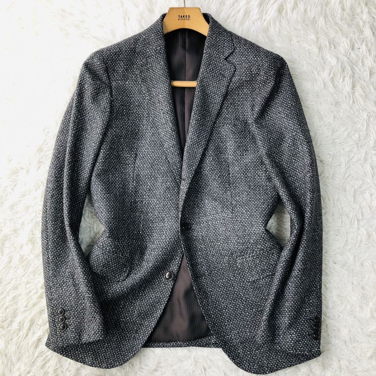 【高級生地/秋冬】m.f.editorial × FORTEX テーラードジャケット 総裏 センターベント グレー XLサイズ ビジネスカジュアル 135_画像2