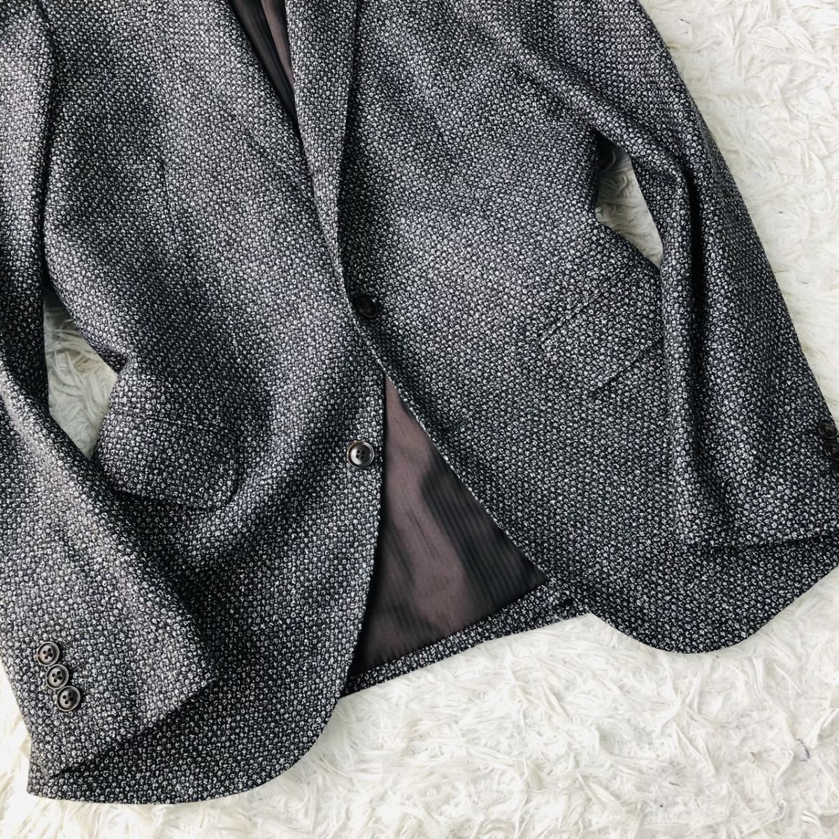 【高級生地/秋冬】m.f.editorial × FORTEX テーラードジャケット 総裏 センターベント グレー XLサイズ ビジネスカジュアル 135_画像7