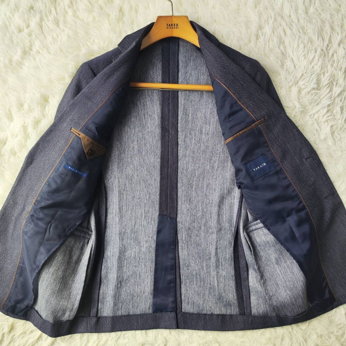 【機能性◎】TAKA:Q タカキュー セットアップスーツ デニム調 ウォッシャブル センターベント ネイビー Y4サイズ ビジネスカジュアル　_画像4