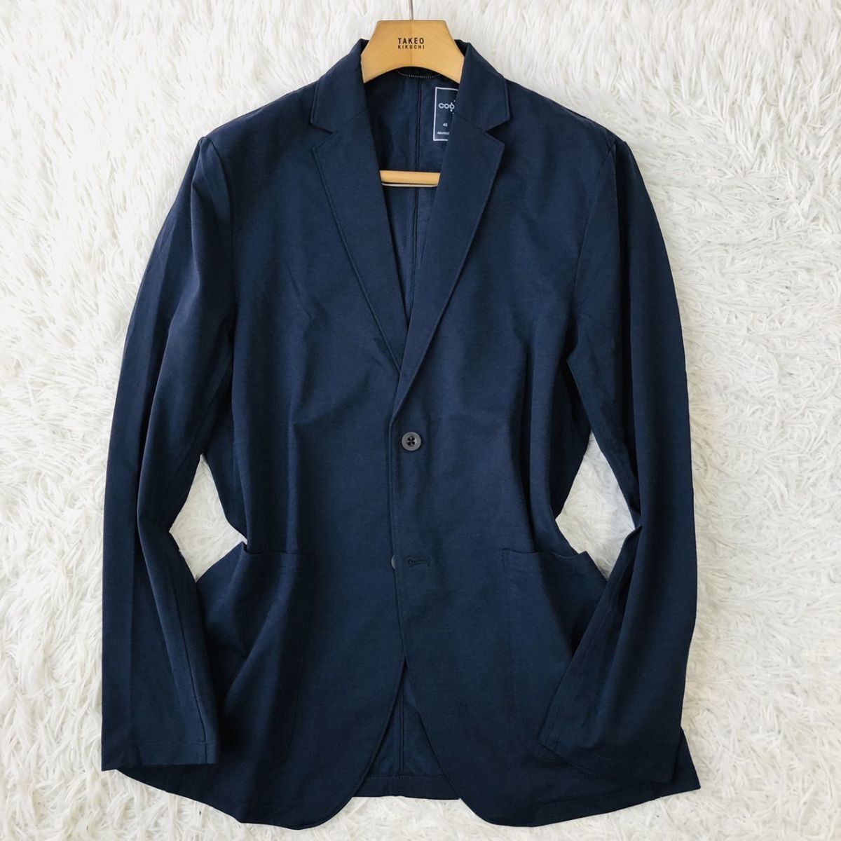 【美品/着心地◎】ABAHOUSE アバハウス セットアップスーツ テーラードジャケット ストレッチ ネイビー サイズ50 (XL相当) ビジカジ 185_画像2