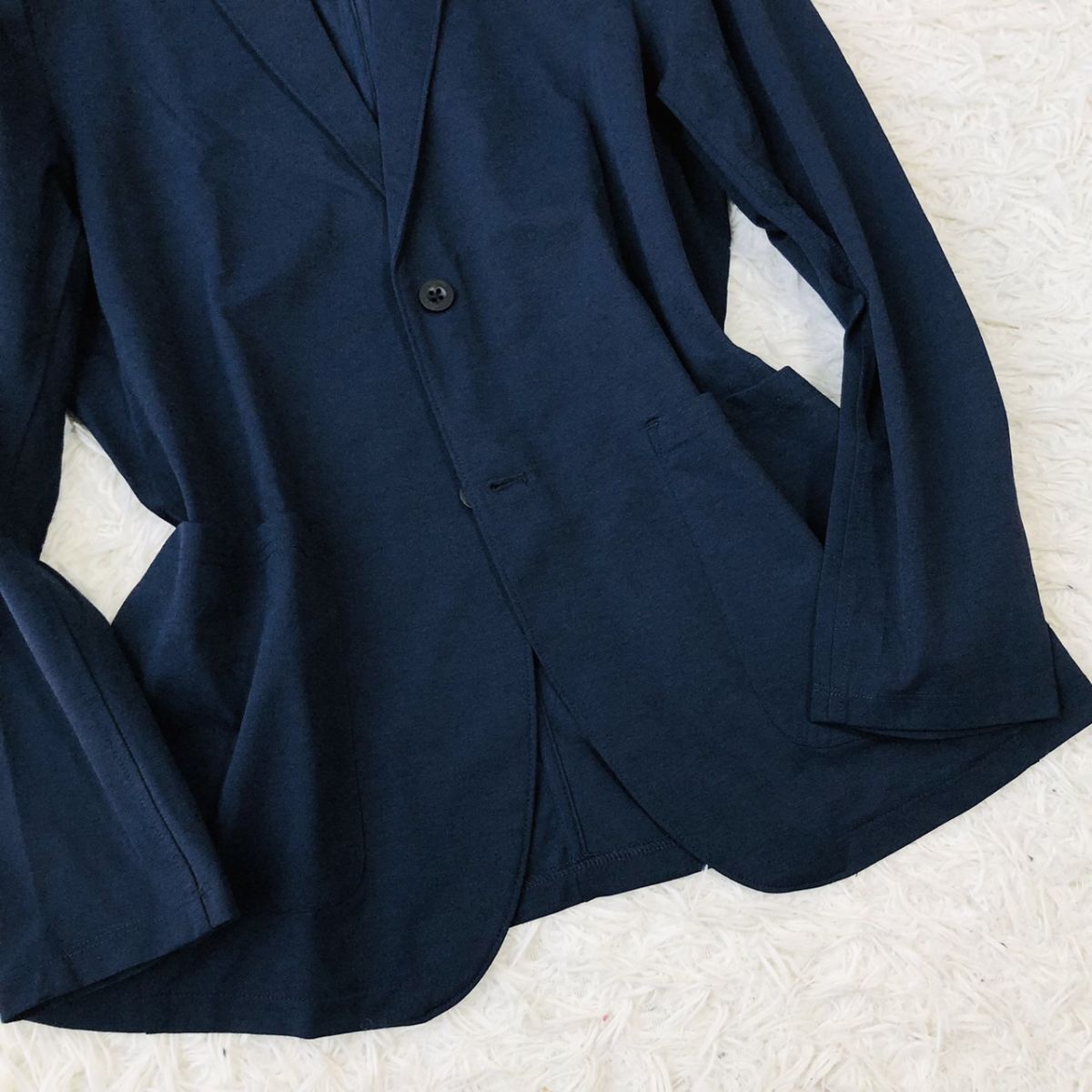 【美品/着心地◎】ABAHOUSE アバハウス セットアップスーツ テーラードジャケット ストレッチ ネイビー サイズ50 (XL相当) ビジカジ 185_画像7