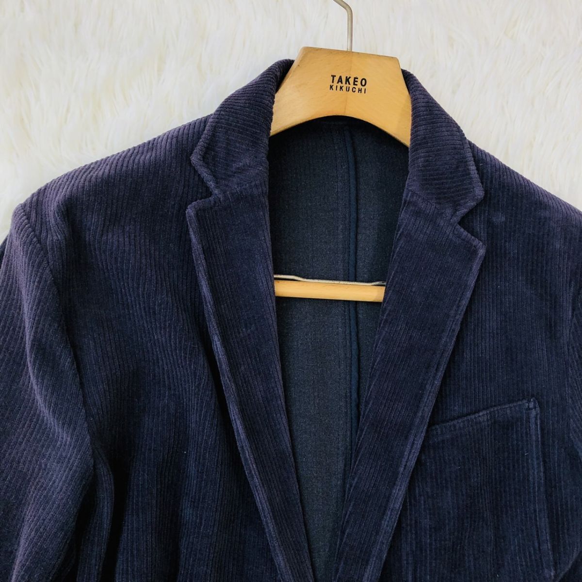 【秋冬素材】NANO UNIVERSE ナノユニバース セットアップスーツ コーデュロイ ストレッチ ネイビー Sサイズ ビジカジ 秋冬　175_画像6