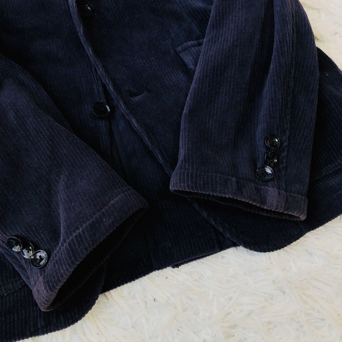 【秋冬素材】NANO UNIVERSE ナノユニバース セットアップスーツ コーデュロイ ストレッチ ネイビー Sサイズ ビジカジ 秋冬　175_画像7