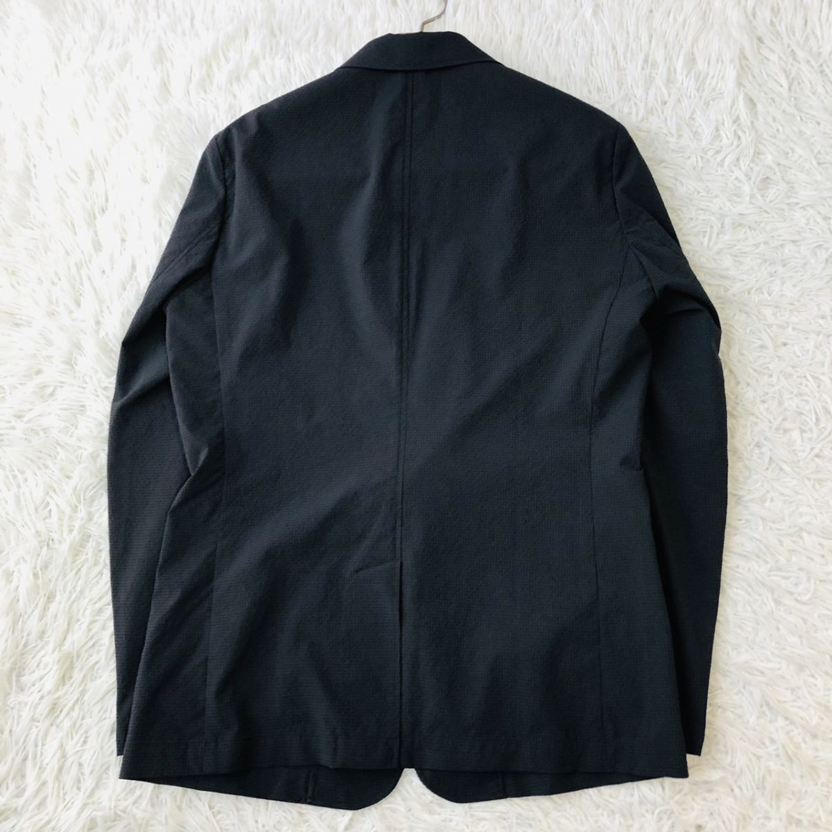 【機能性◎】NANO UNIVERSE ナノユニバース セットアップスーツ SOLOTEX シアサッカー チェック ネイビー Mサイズ ストレッチ ビジカジ 171_画像5