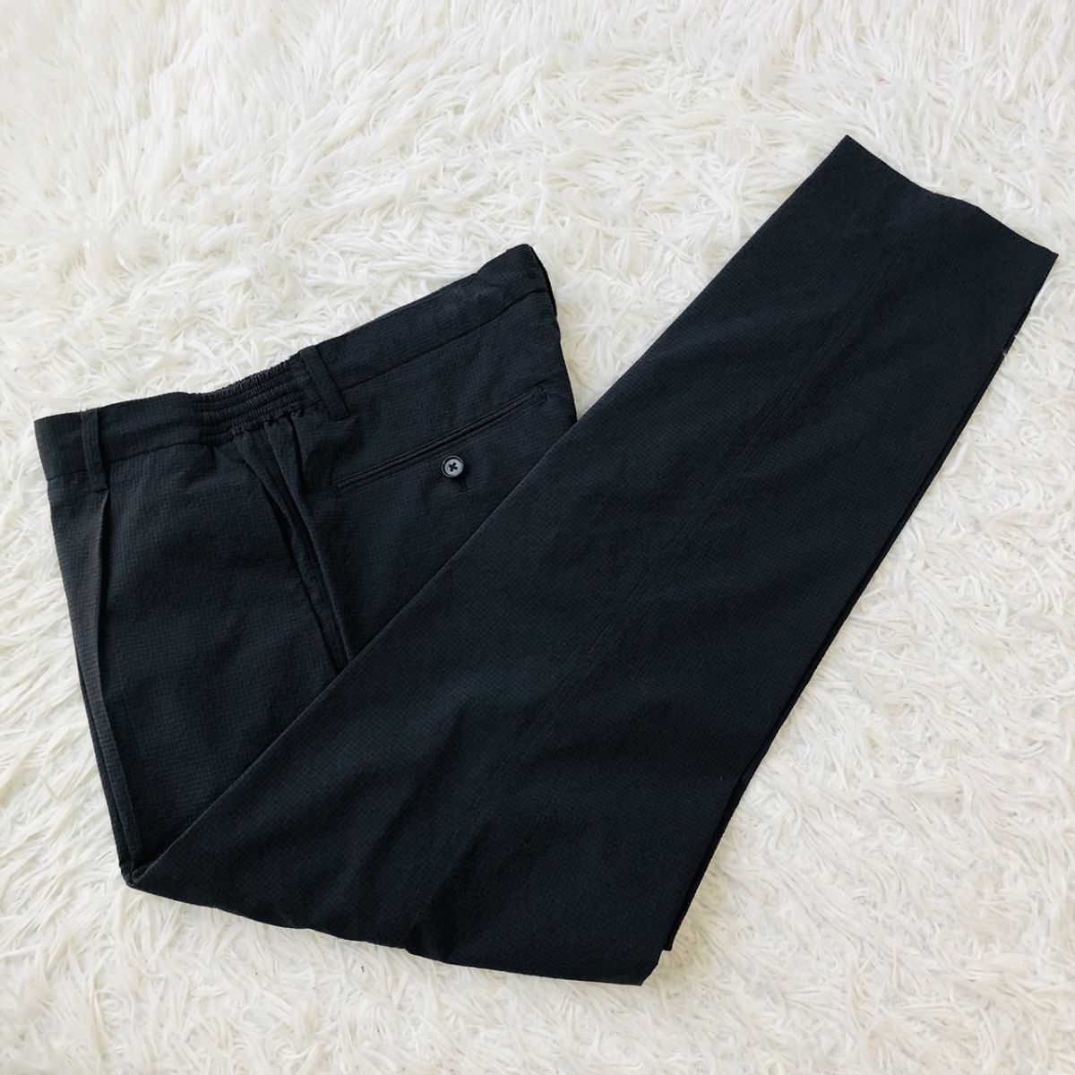 【機能性◎】NANO UNIVERSE ナノユニバース セットアップスーツ SOLOTEX シアサッカー チェック ネイビー Mサイズ ストレッチ ビジカジ 171_画像9