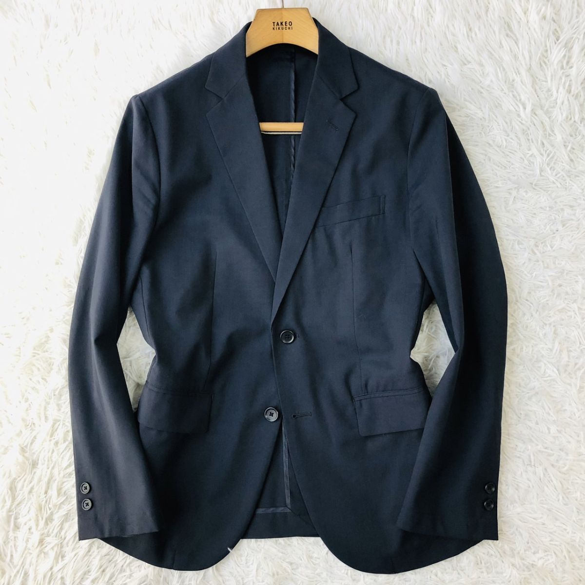 【着心地◎】green label relaxing ユナイテッドアローズ セットアップスーツ ストレッチ センターベント ネイビー Mサイズ ビジカジ 170_画像2