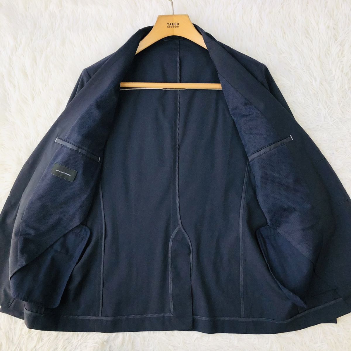 【着心地◎】green label relaxing ユナイテッドアローズ セットアップスーツ ストレッチ センターベント ネイビー Mサイズ ビジカジ 170_画像4