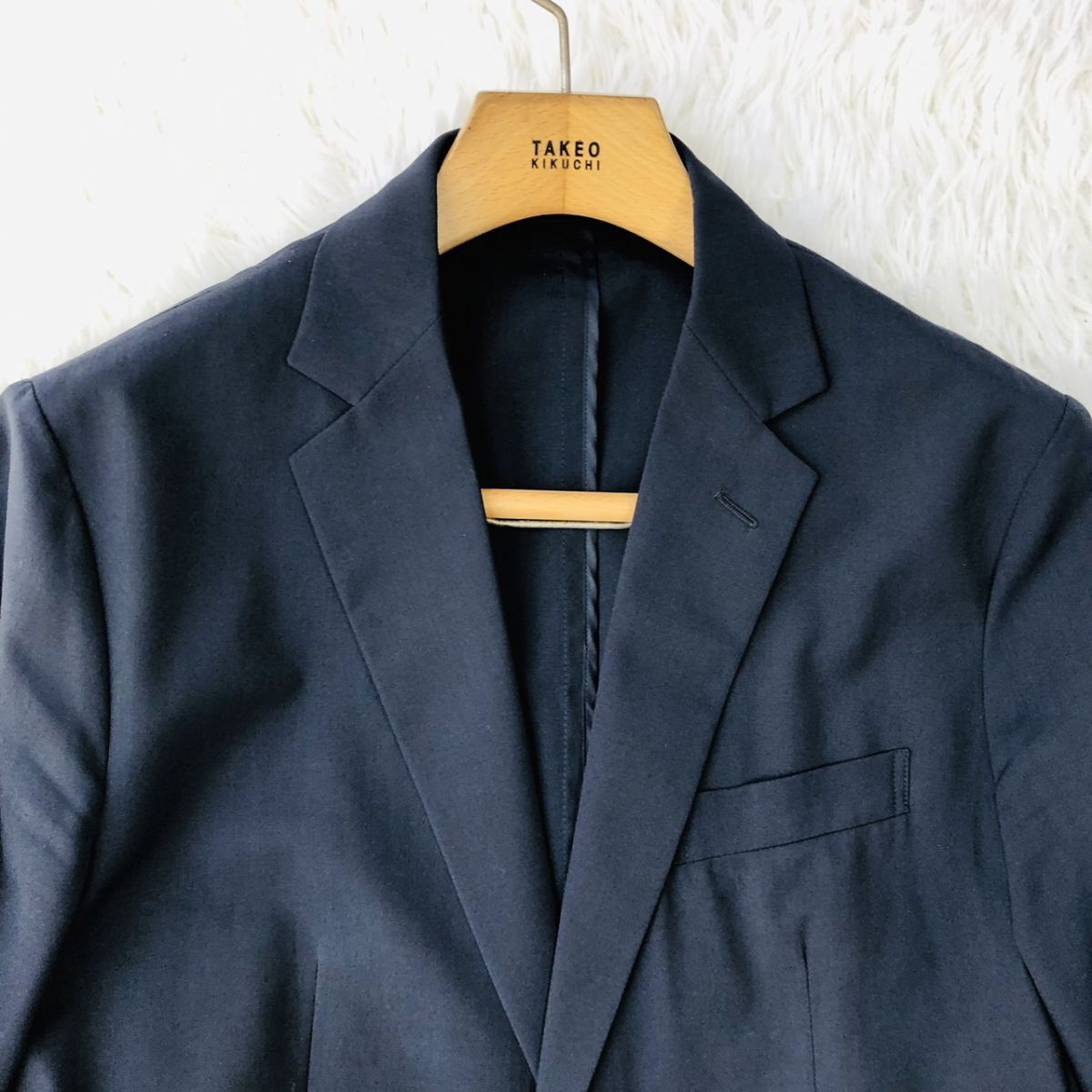 【着心地◎】green label relaxing ユナイテッドアローズ セットアップスーツ ストレッチ センターベント ネイビー Mサイズ ビジカジ 170_画像6