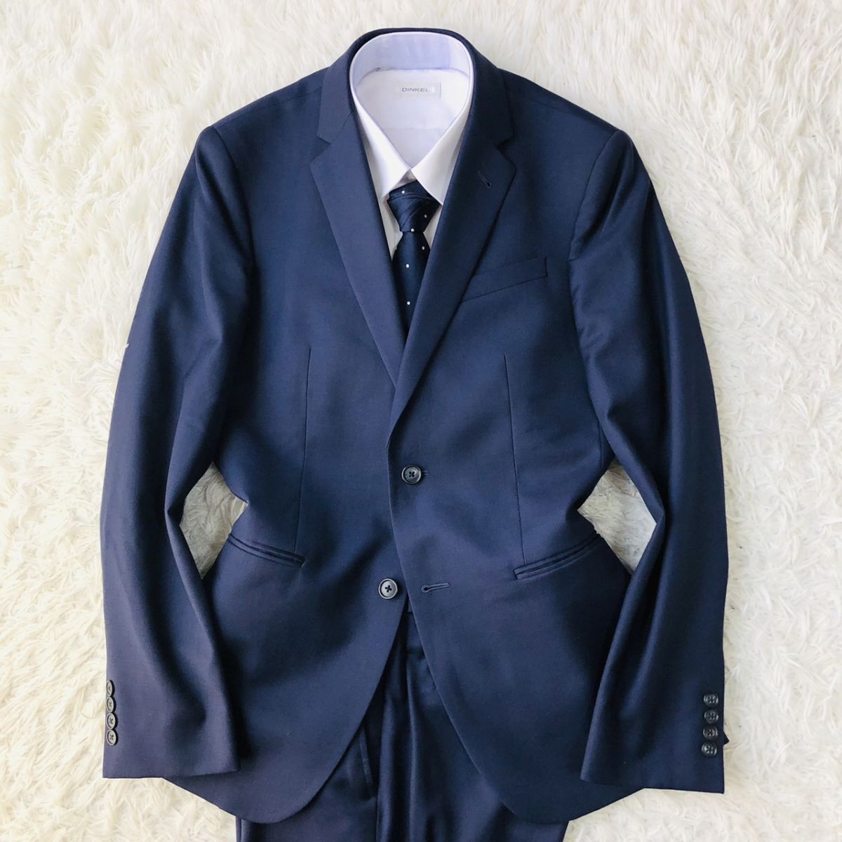 【美品/秋冬】JOSEPH ABBOUD ジョセフアブード セットアップスーツ 総裏 サイドベンツ ネイビー サイズ38 (M相当) ビジネス_画像2