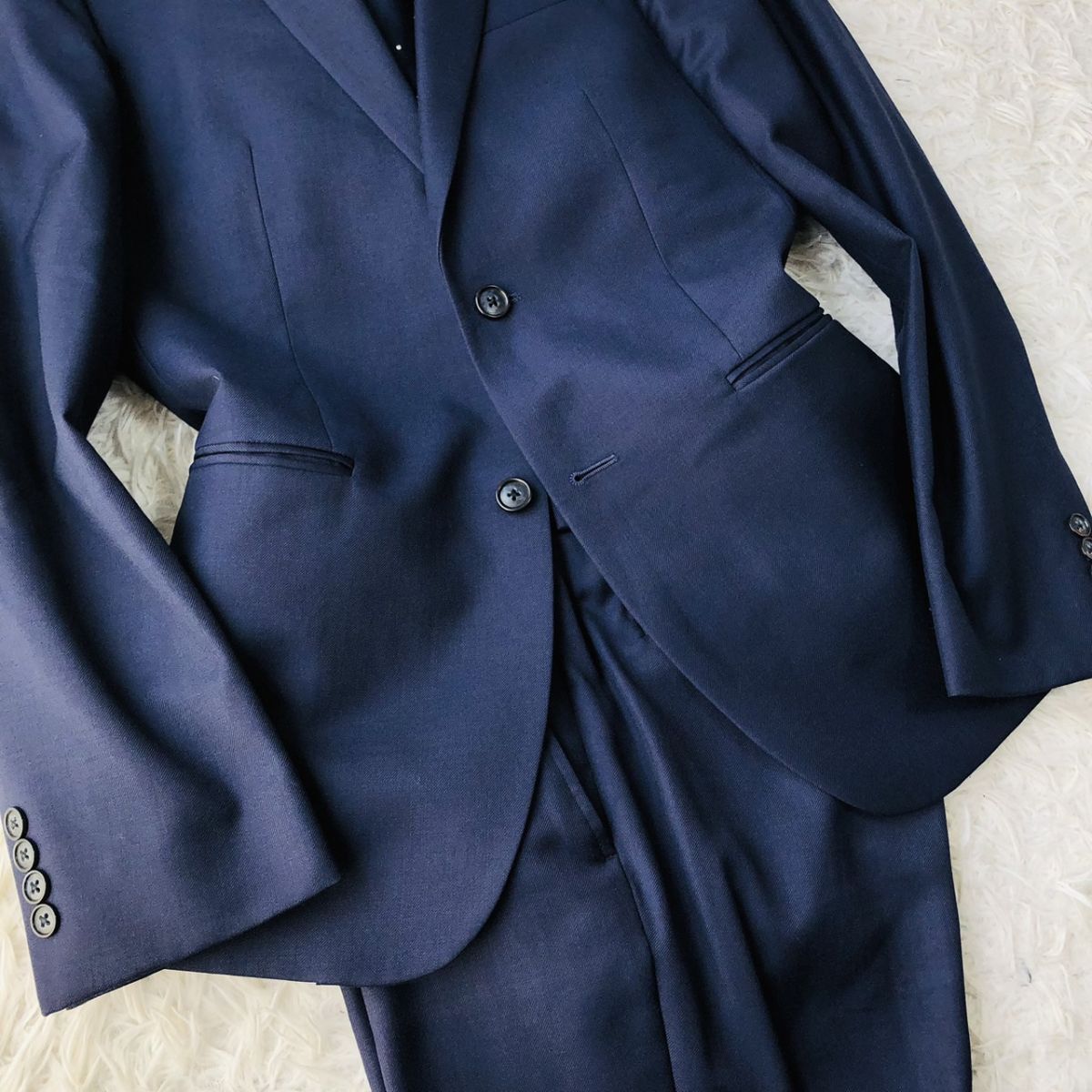 【美品/秋冬】JOSEPH ABBOUD ジョセフアブード セットアップスーツ 総裏 サイドベンツ ネイビー サイズ38 (M相当) ビジネス_画像7