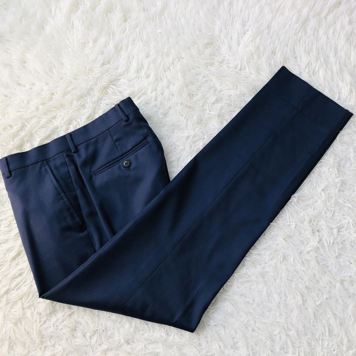 【美品/秋冬】JOSEPH ABBOUD ジョセフアブード セットアップスーツ 総裏 サイドベンツ ネイビー サイズ38 (M相当) ビジネス_画像9