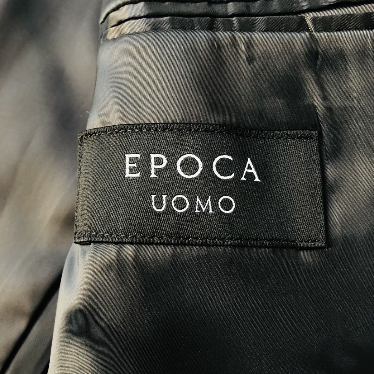 【高級】EPOCA UOMO エポカウォモ テーラードジャケット チェック柄 ストレッチ センターベント ネイビー サイズ50 (XL相当) 　159_画像3