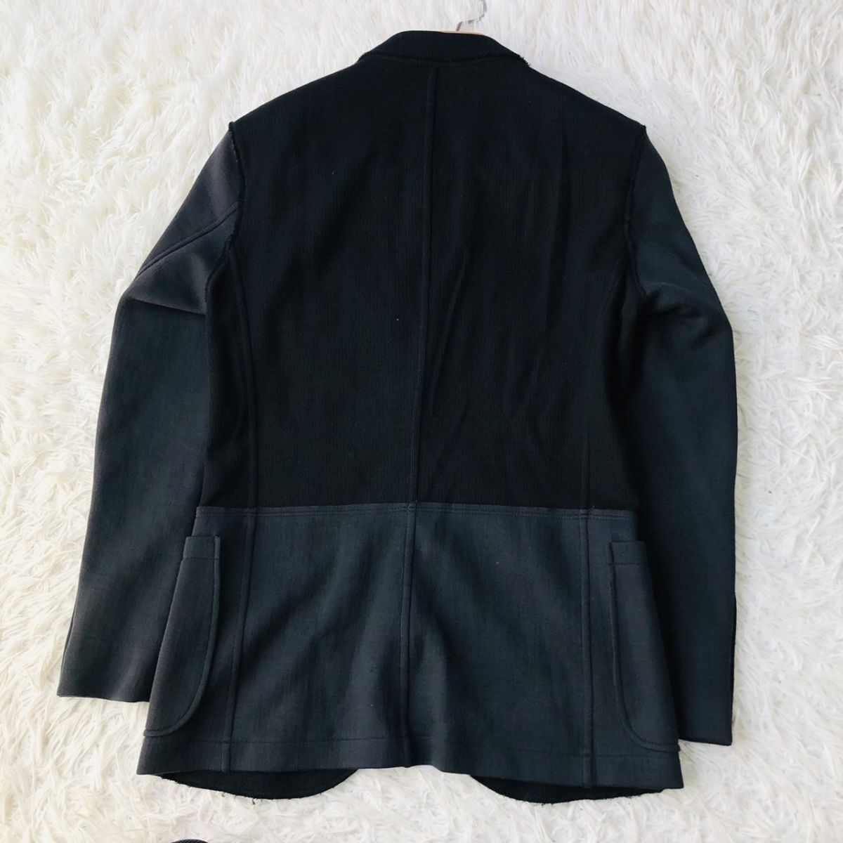 【高級】LANVIN ランバン テーラードジャケット 異素材切替 ブラック サイズ44 (M相当) ハイブランド ブレザー メンズ 158_画像5