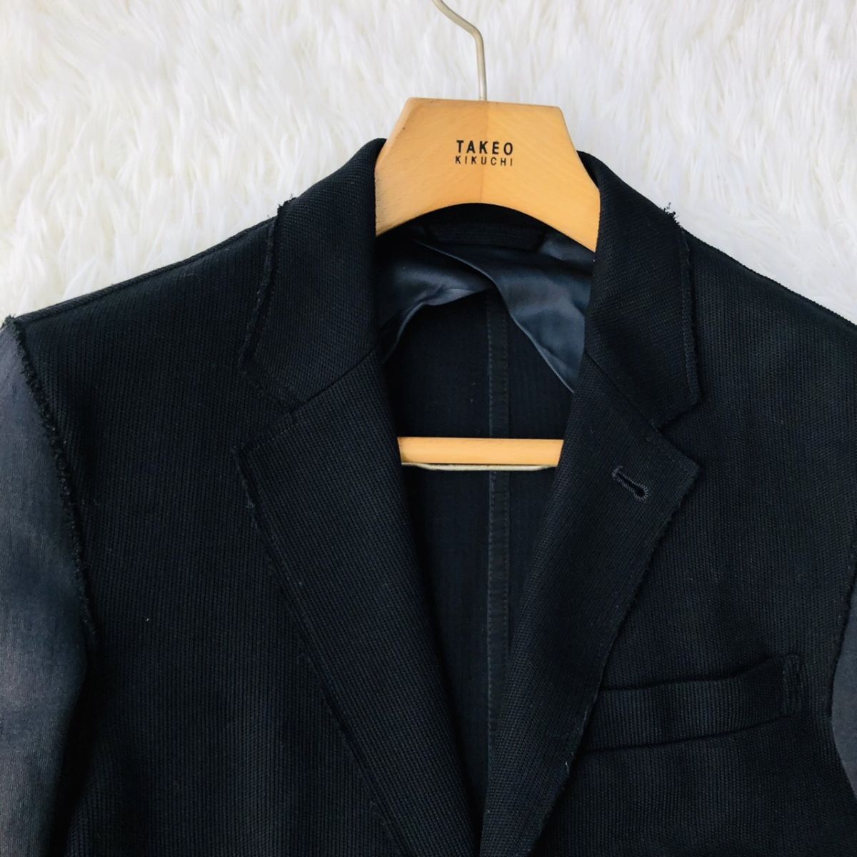 【高級】LANVIN ランバン テーラードジャケット 異素材切替 ブラック サイズ44 (M相当) ハイブランド ブレザー メンズ 158_画像6