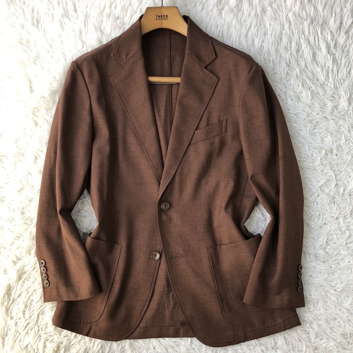 【美品/着心地◎】EDIFICE エディフィス セットアップスーツ ストレッチ センターベント ブラウン サイズ46/44 (S～M相当) ビジカジ　188_画像2