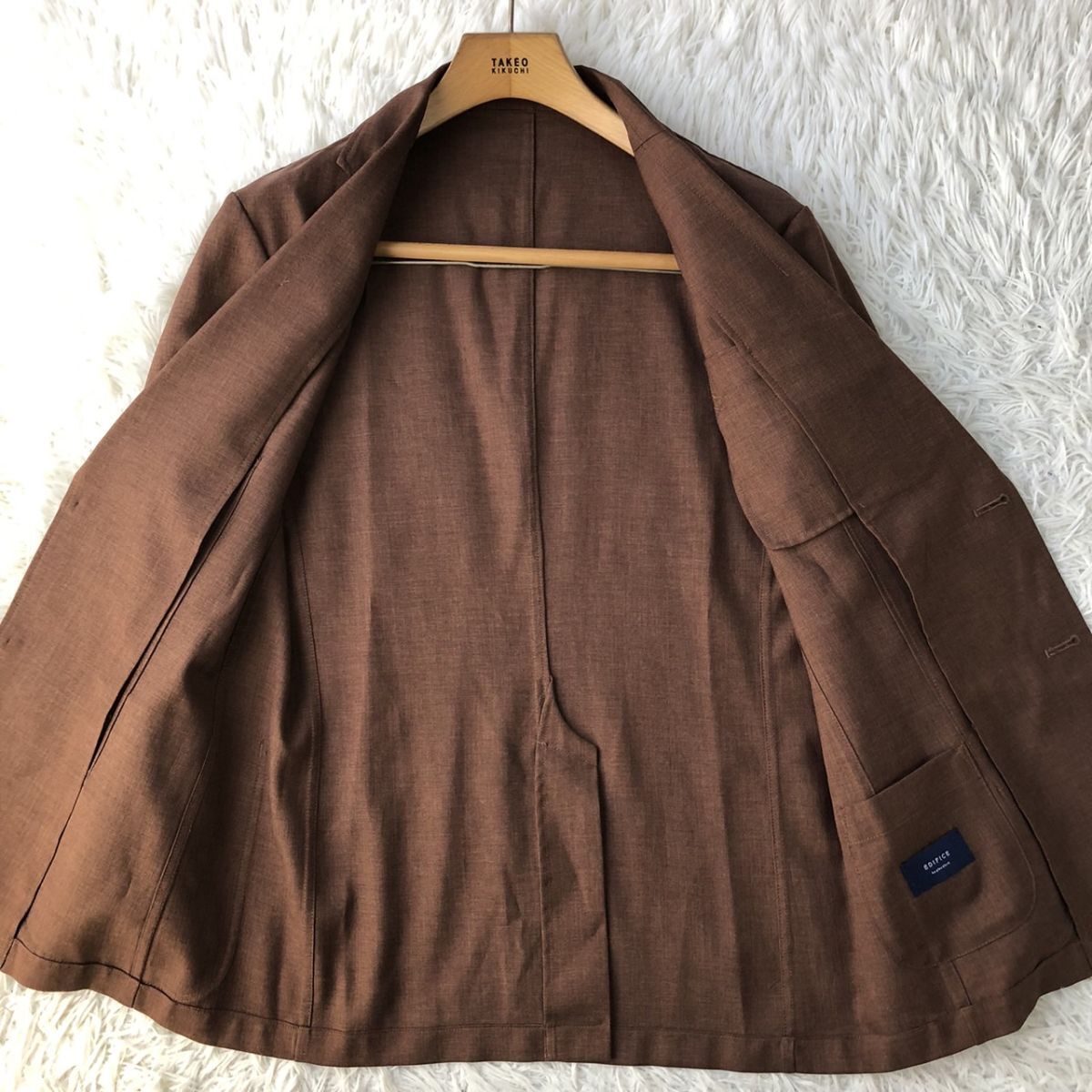 【美品/着心地◎】EDIFICE エディフィス セットアップスーツ ストレッチ センターベント ブラウン サイズ46/44 (S～M相当) ビジカジ　188_画像4