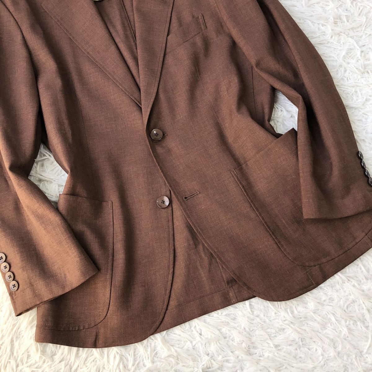 【美品/着心地◎】EDIFICE エディフィス セットアップスーツ ストレッチ センターベント ブラウン サイズ46/44 (S～M相当) ビジカジ　188_画像7