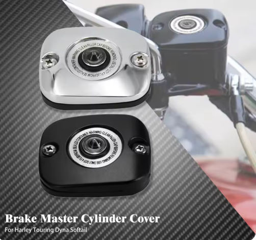 ハーレー 2005-2018 フロントブレーキマスターシリンダーカバー 黒/銀 ツーリング ダイナ ソフテイル_画像3